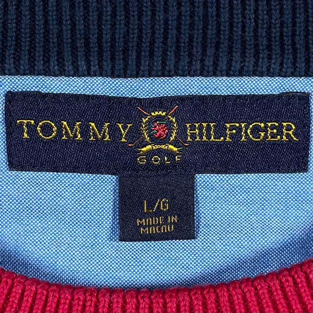 Tommy Hilfiger Golf Men's L Crewneck Knit Pullover Sweater in Red - Picture 4 of 6